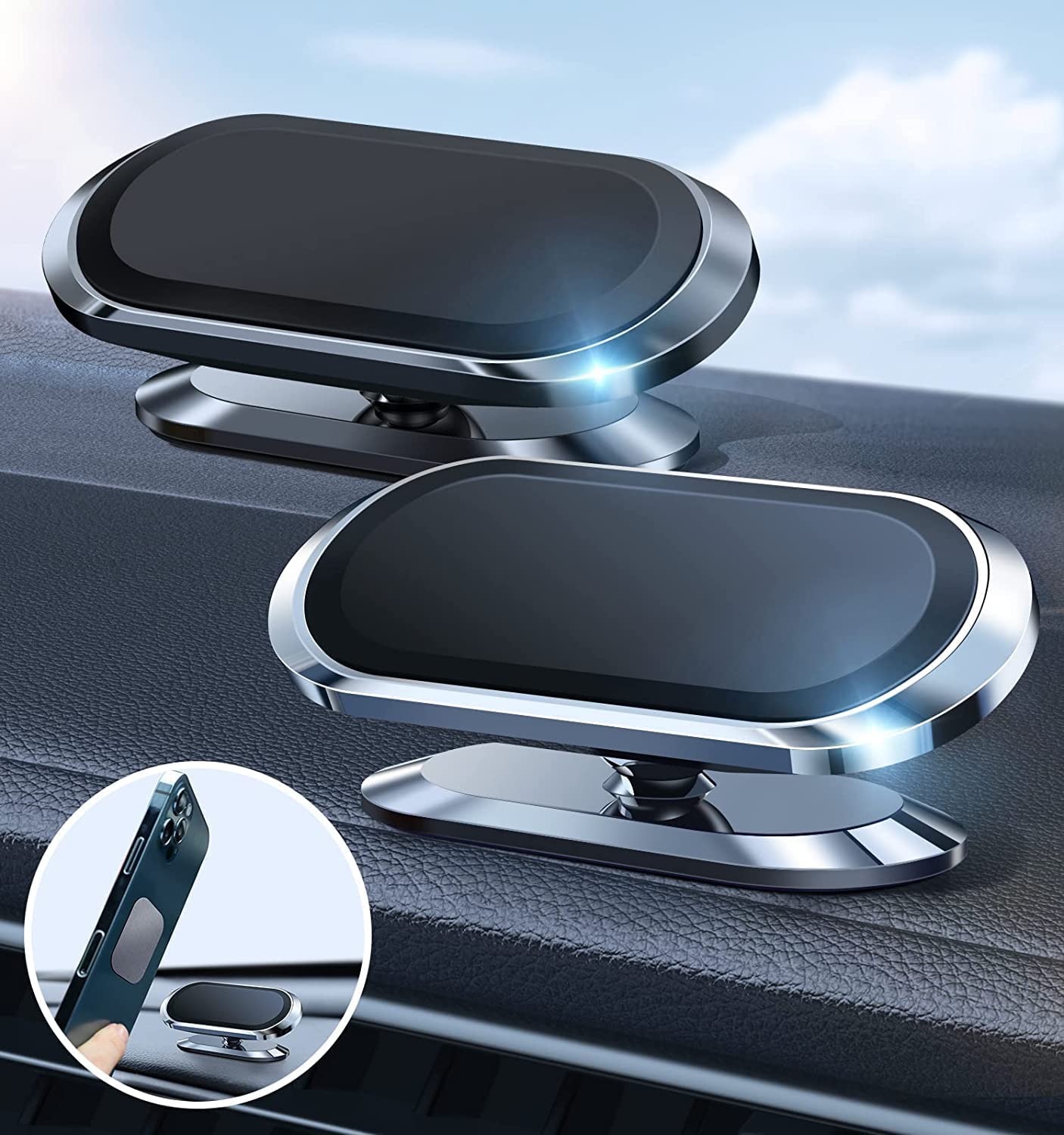 Magnetic Phone Car Mount , 8 Strong Magnets Car Mounts Universal 360 ...