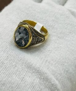 Men's Black Gemstone Silver Ring Authentic Gold Color Design | Oval Onyx Elegance Gold-Plated | Gold Finished Black Stone Ring